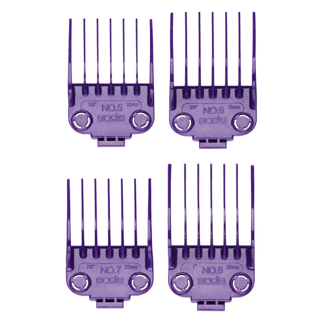 Andis 01415 Master Dual Magnet Large Comb Set - 4 Sizes, Purple - BUYBARBER.COM
