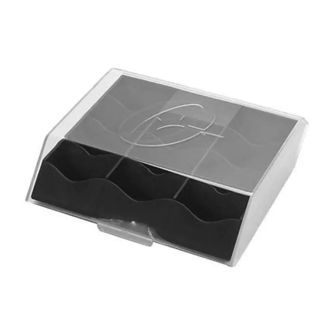 "Impact-resistant blade storage system mounted on a countertop"