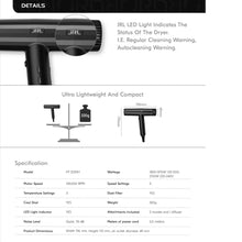 JRL Forte Pro Dryer – Professional Ionic Hair Dryer with Diffuser (Black) JRL