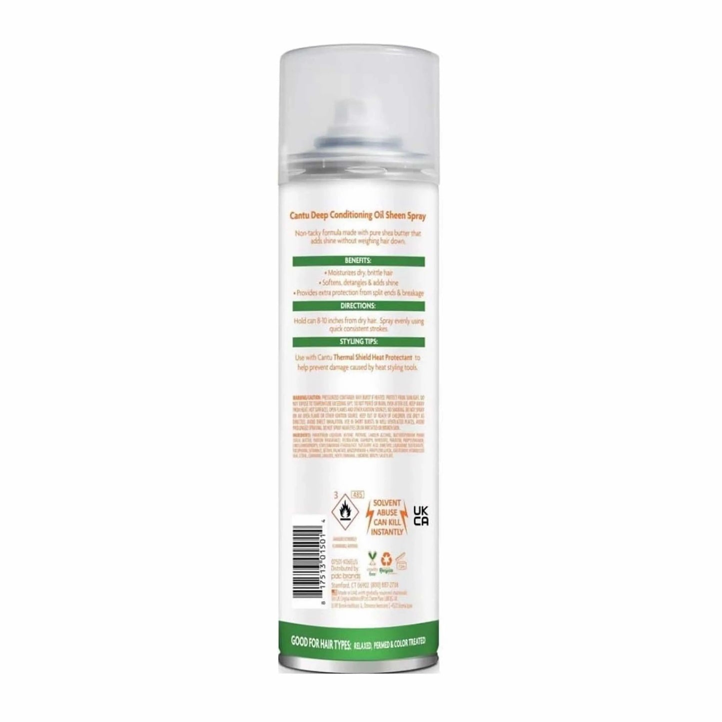 Cylindrical spray bottle with a label on a white background