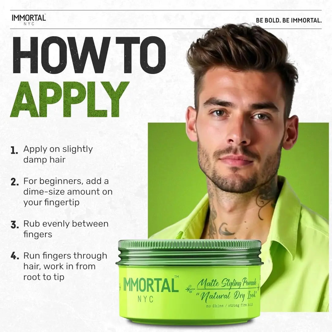 IMMORTAL NYC Dry Matte Styling Pomade – Strong Hold, Matte Finish (150 ml)