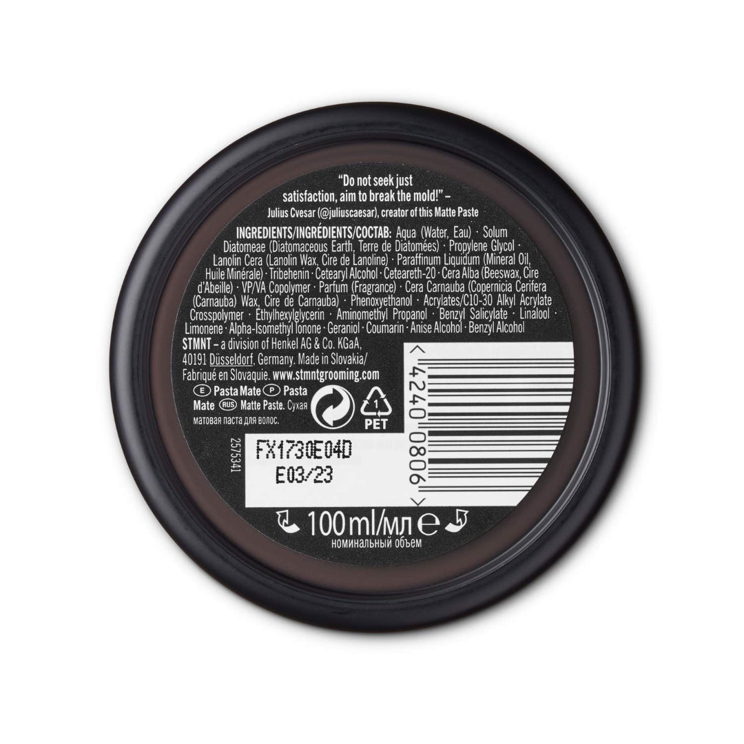 STMNT Matte Paste 3.38 oz — Strong Hold, Super‑Matte, Non‑Greasy