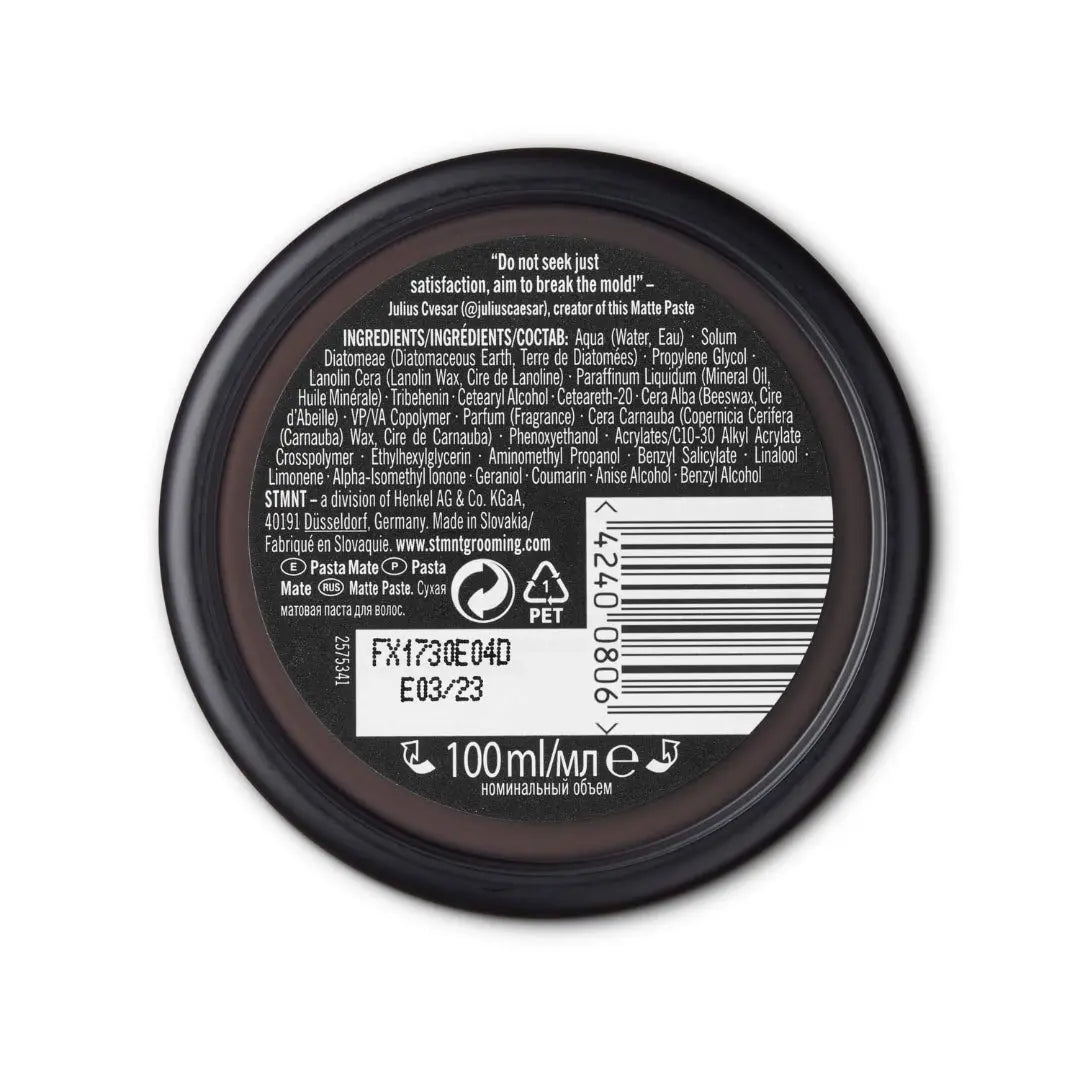 STMNT Matte Paste 3.38 oz — Strong Hold, Super‑Matte, Non‑Greasy - BUYBARBER.COM