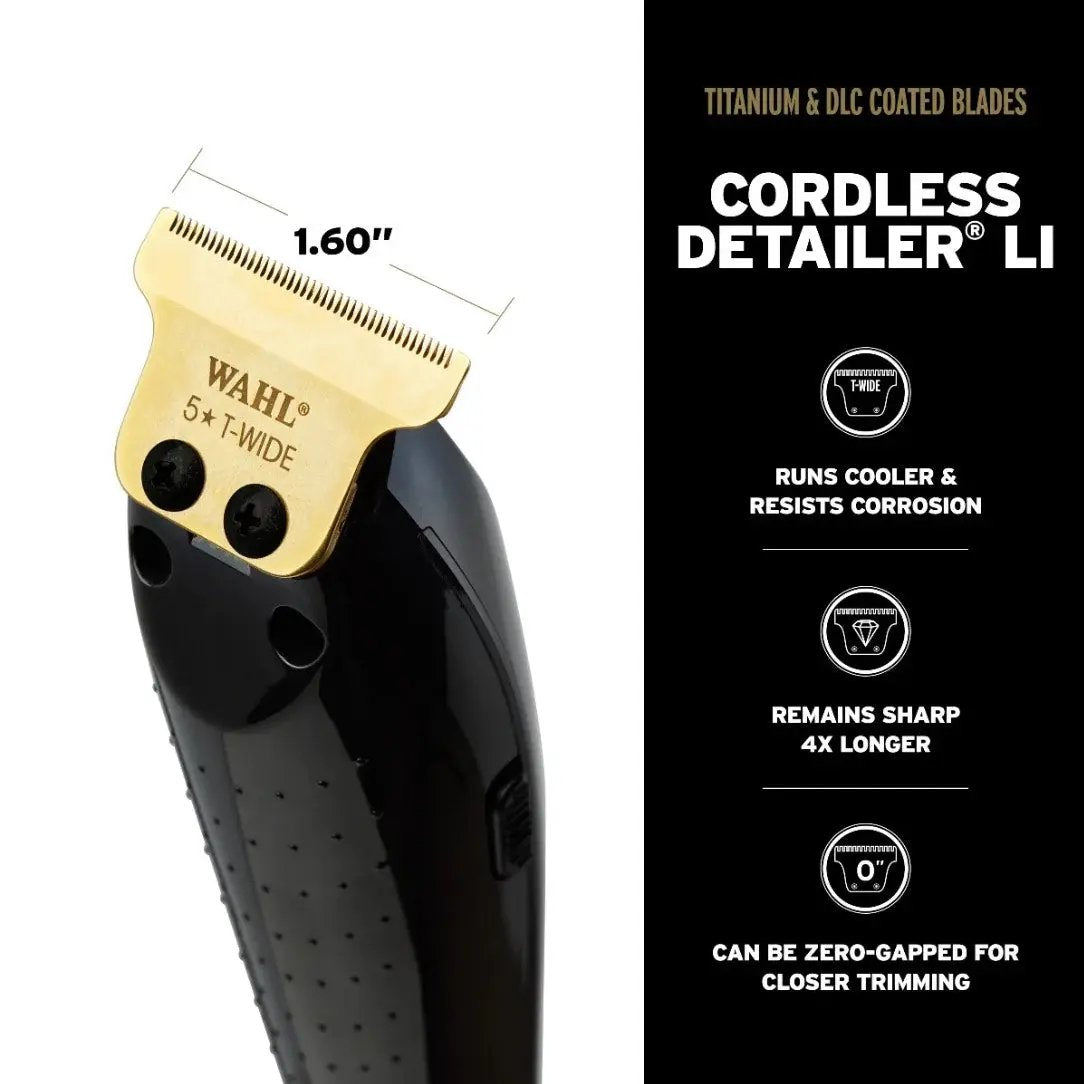 Wahl cordless detailer LI hair trimmer with gold blade on a white background