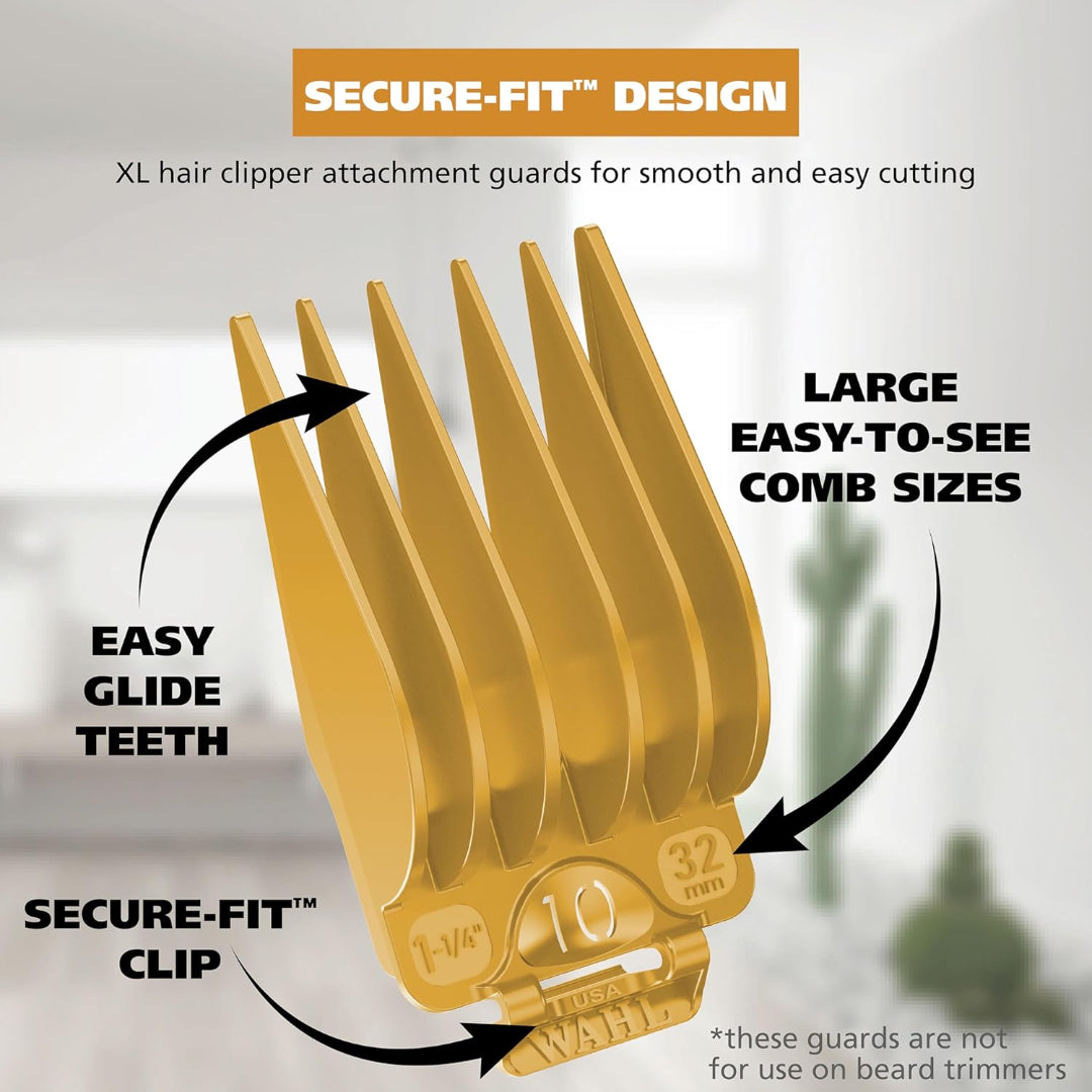 Wahl Secure-Fit Long Hair Guard Set – Sizes 10 (1 ¼″) & 12 (1 ½″)