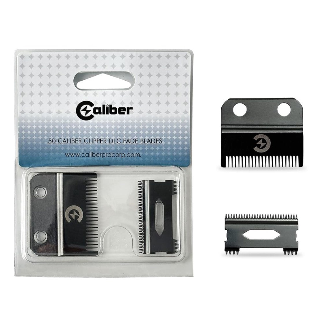 “Close-up of Japanese 440C steel clipper blade with black DLC coating.”