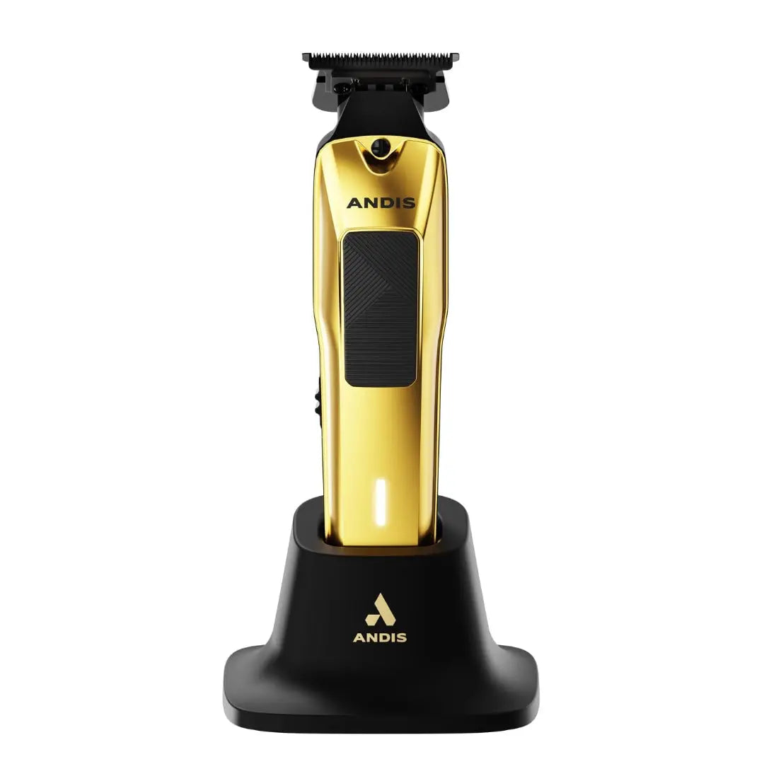 “Close-up of the Phenom Trimmer’s zero-gap Black DLC T-Blade for precise detailing”