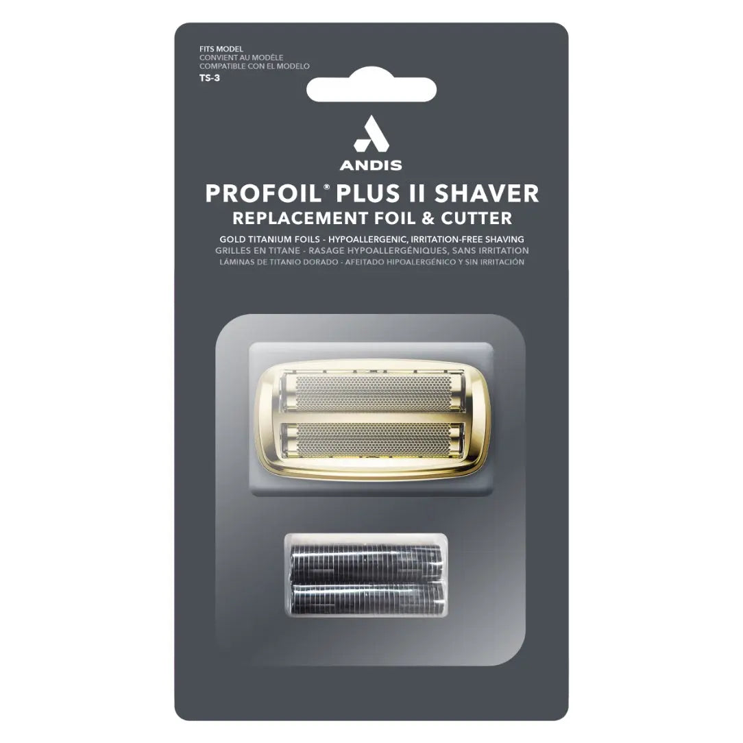 Andis Profoil Plus II Shaver gold replacement foil and cutter packaging on a white background