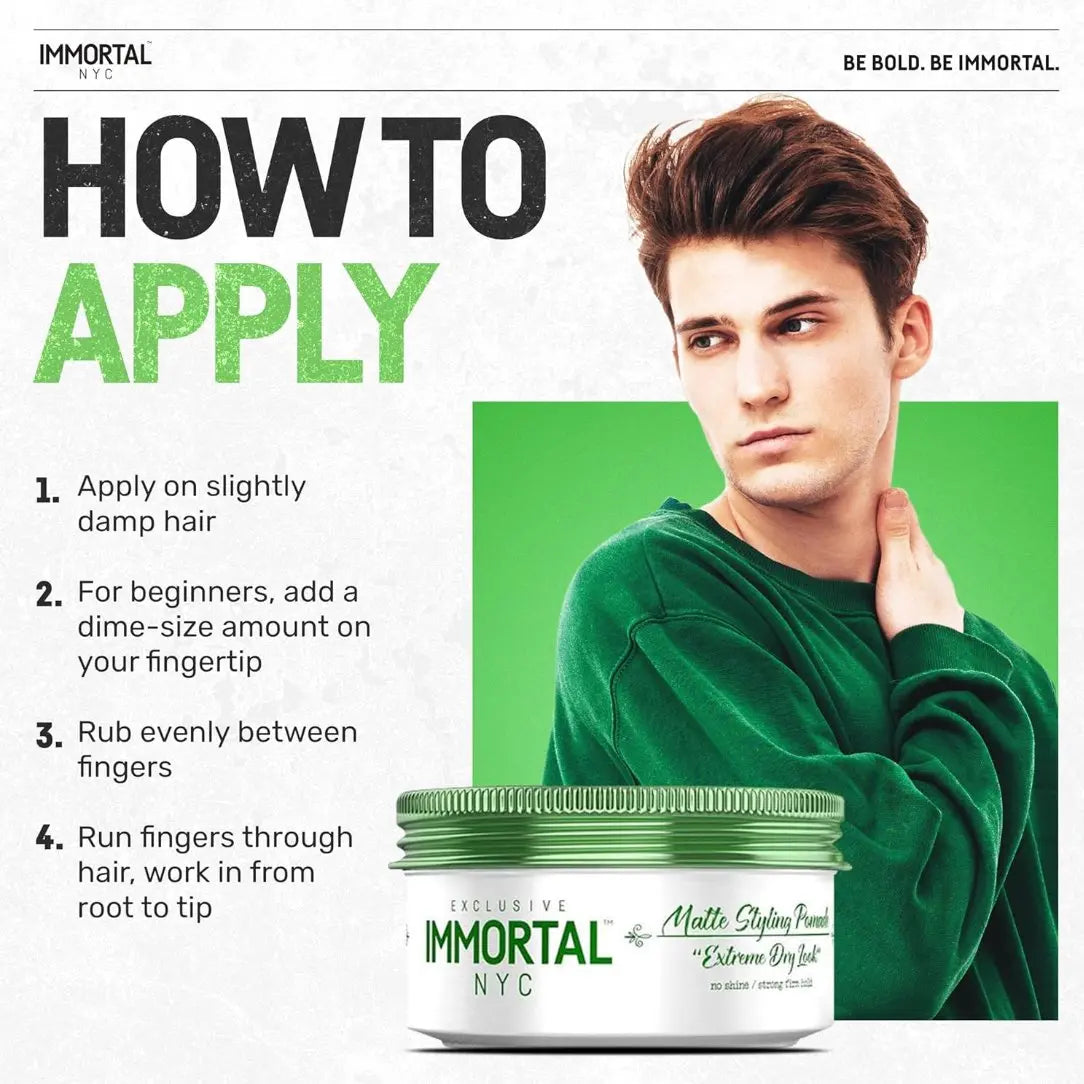 Immortal NYC Matte Styling Pomade – Strong Hold, Matte Finish, Extra Volume