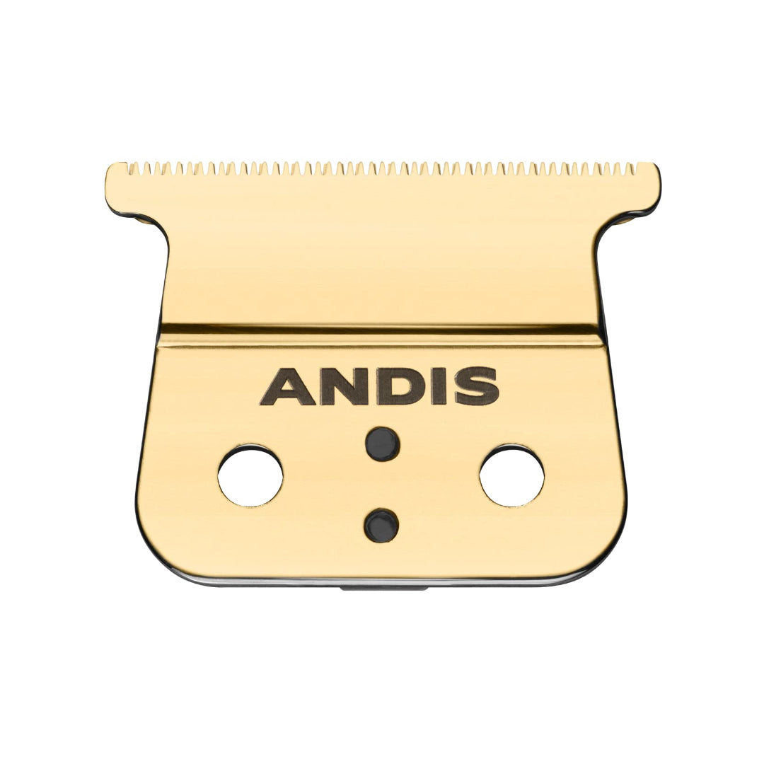 Top view of gold-finished Andis 74115 blade for ORL-S cordless trimmer