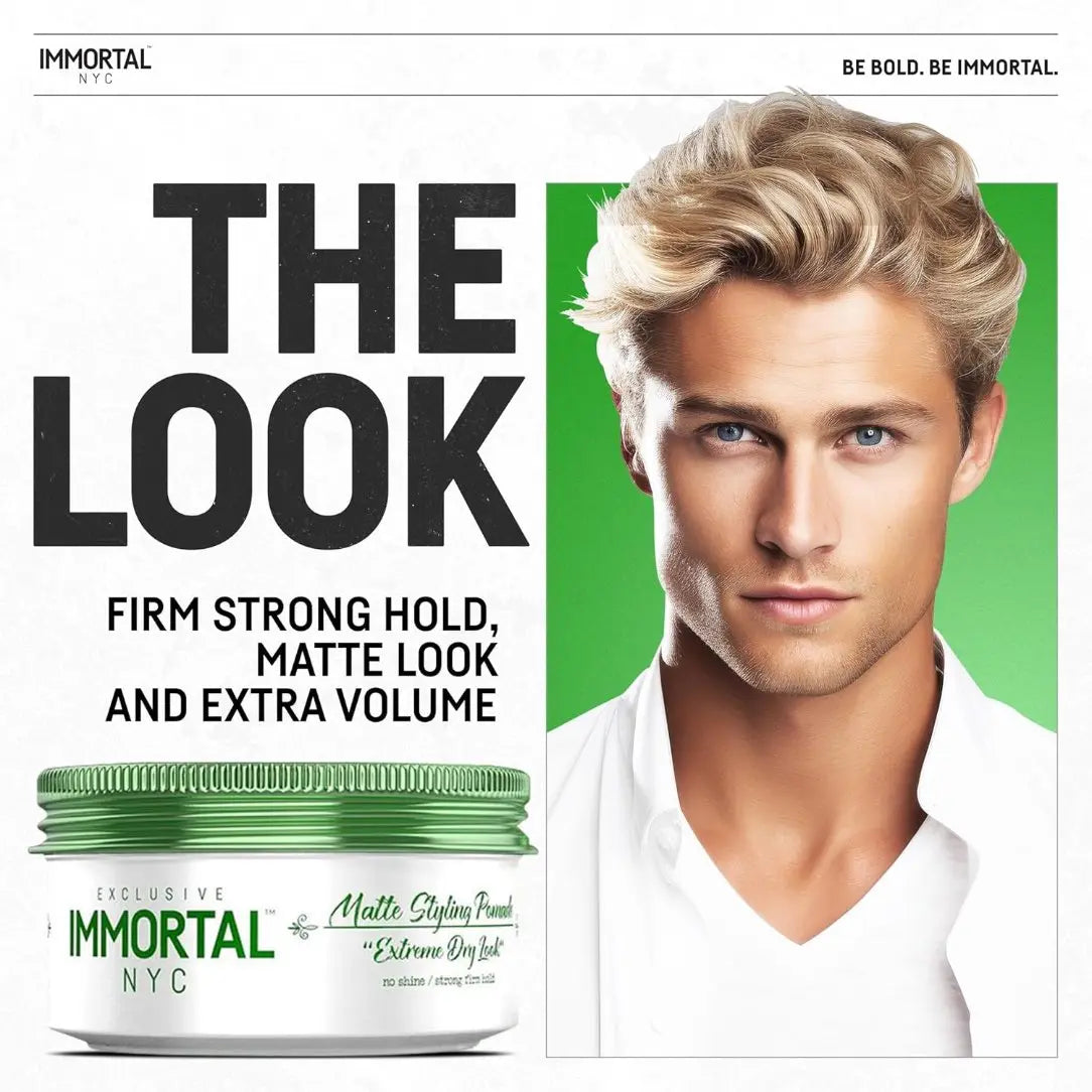 Immortal NYC Matte Styling Pomade – Strong Hold, Matte Finish, Extra Volume