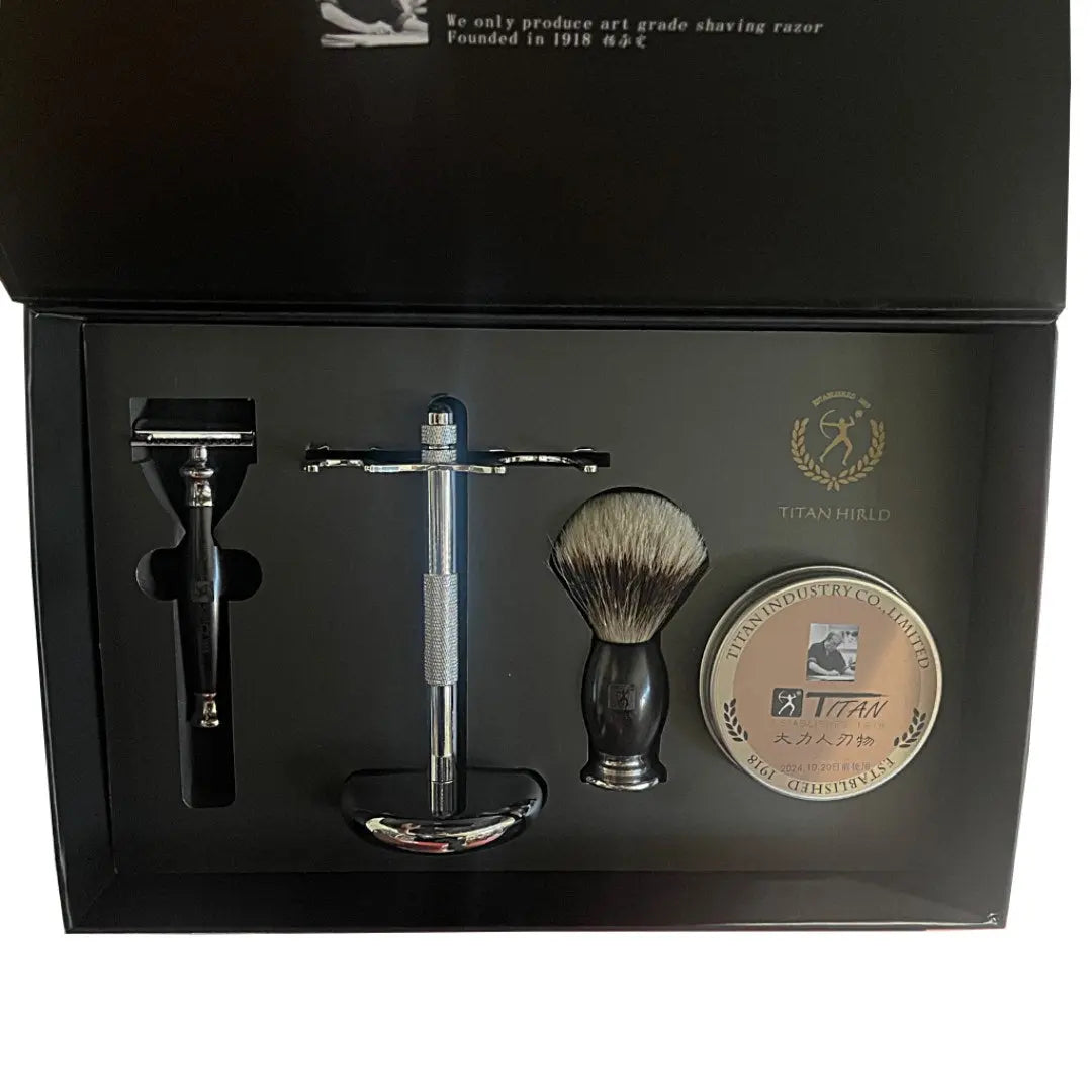 Hand Made Traditional Shaving Set - Black Sandalwood BUYBARBER.COM