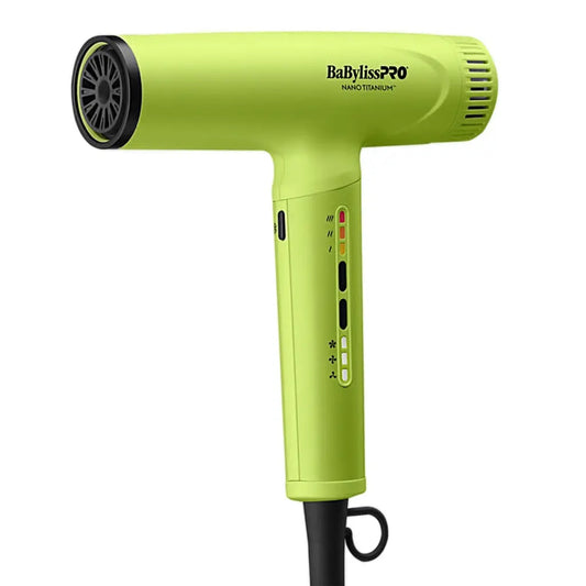BaBylissPRO Nano Titanium Neon Green Light Ionic High-Speed Dryer BaByliss