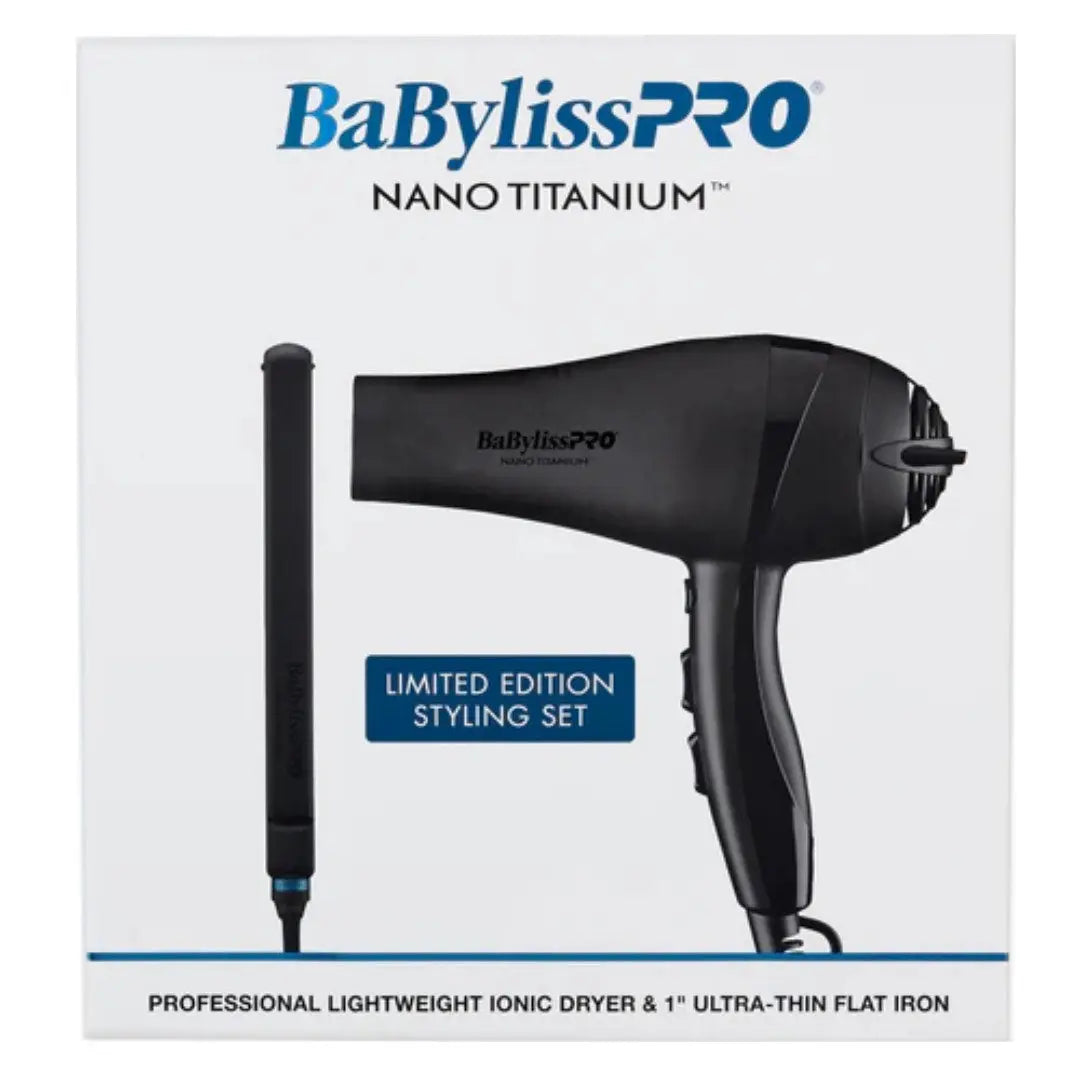 “Close-up of 1″ Nano Titanium ultra-thin flat iron with 5-inch extended plates heating hair.”