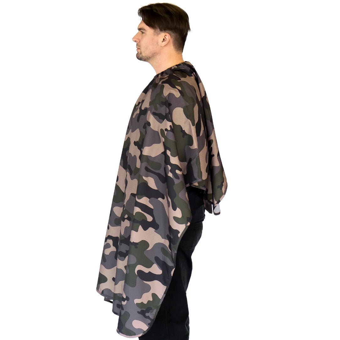 Barber Strong Camo Barber Cape | Static‑Free, Water‑Resistant