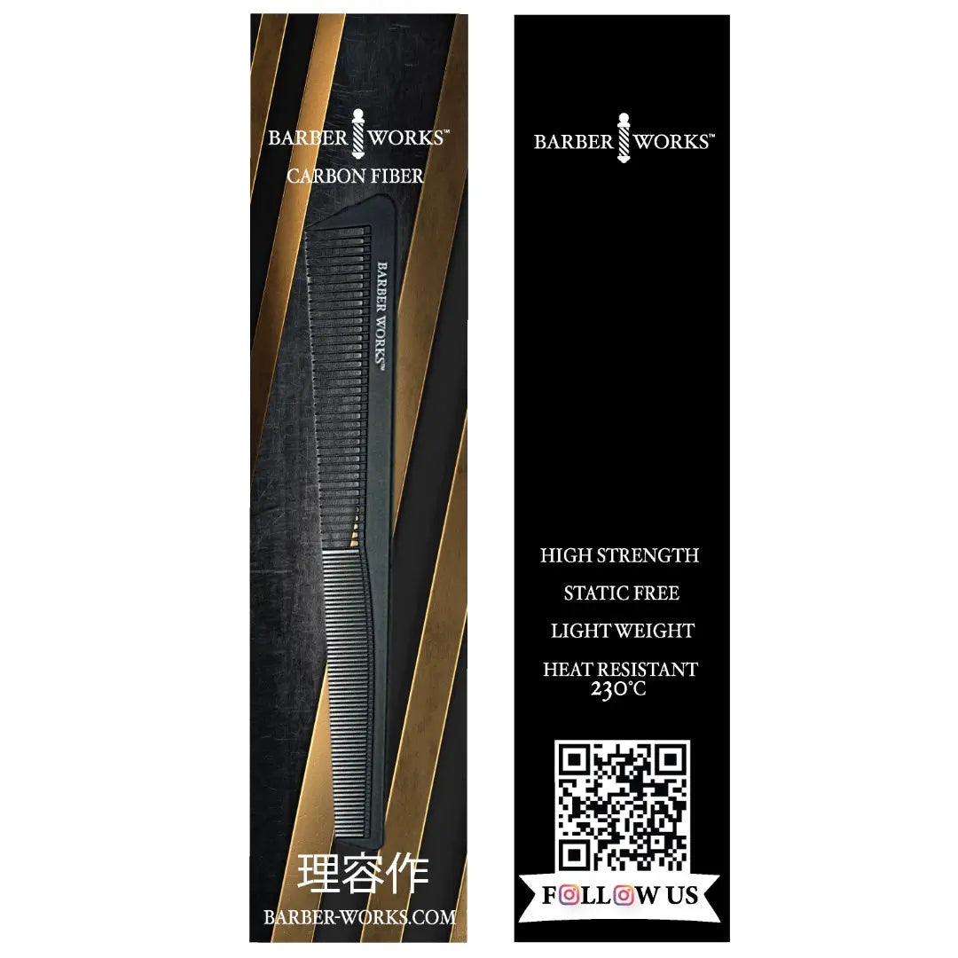 Barber Works Taper Comb | Carbon Fiber | 7" - BUYBARBER.COM
