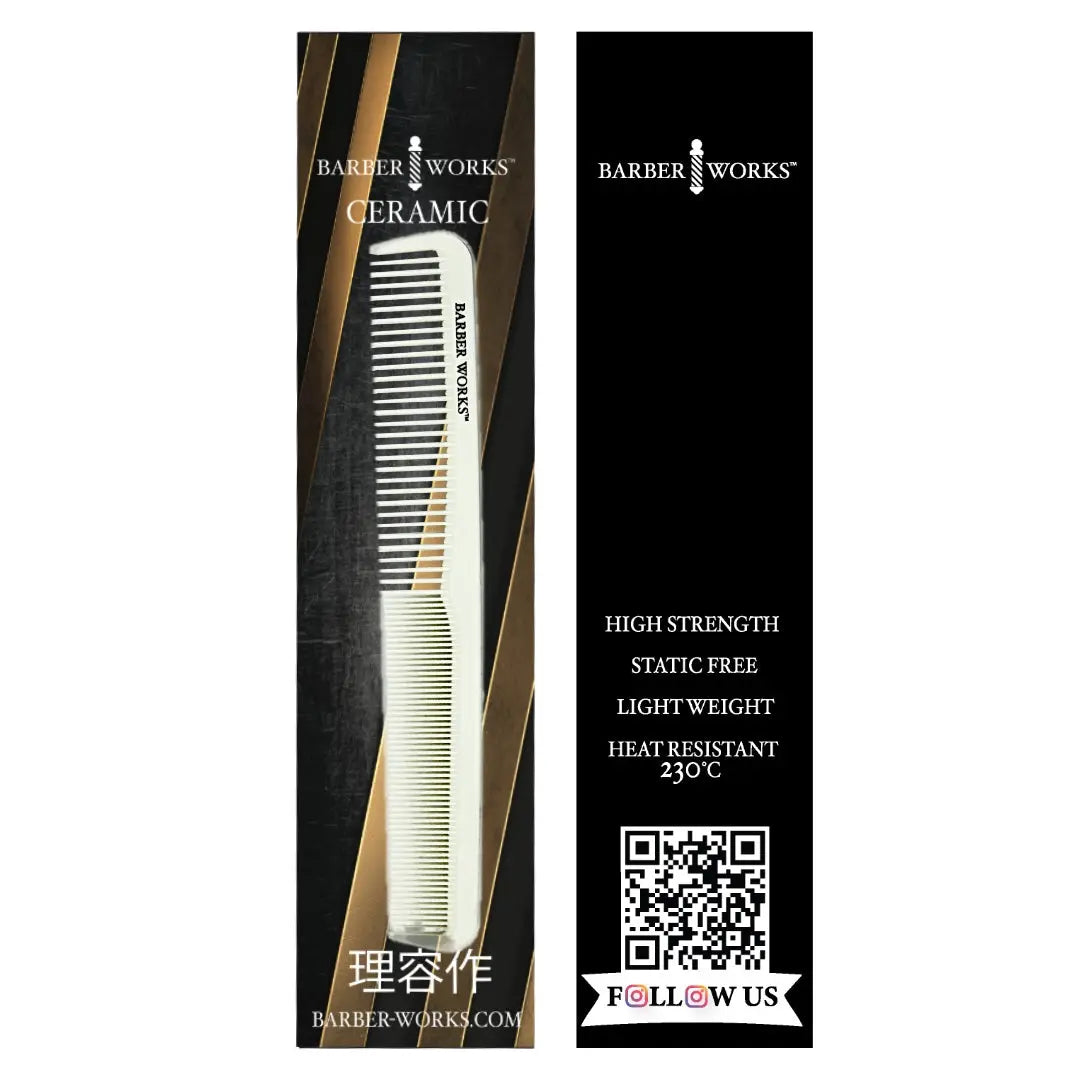Barber Works Narrow Styling Comb | Hybrid Ceramic | 7" - BUYBARBER.COM