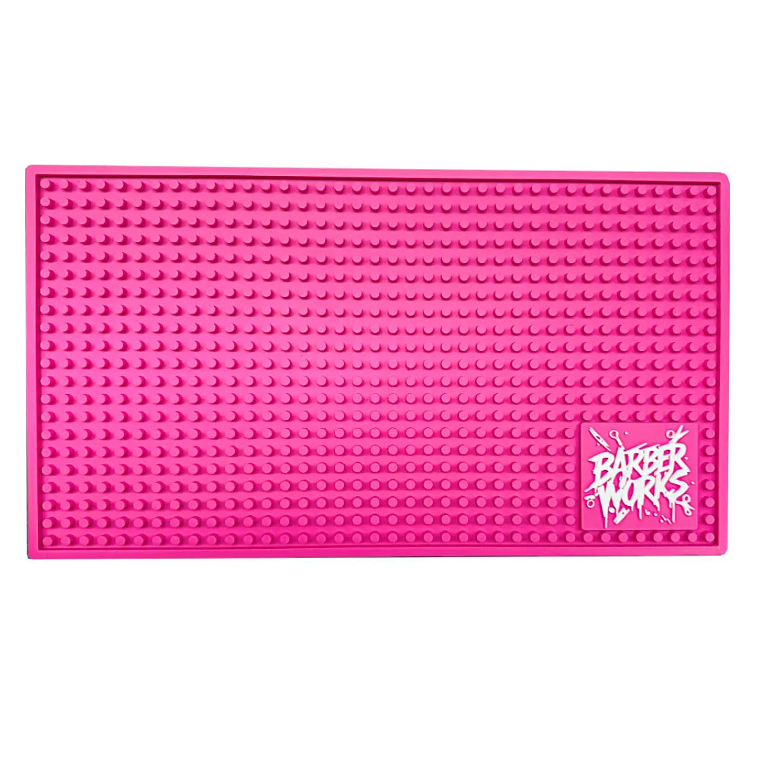 Barber Works Professional Station Mat 17.5" × 10" – Heavy‑Duty, Water & Heat Resistant Non‑Slip Tool Mat - BUYBARBER.COM