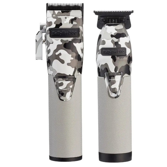“Close-up of camo clipper with black graphite fade blade FX8010B.”