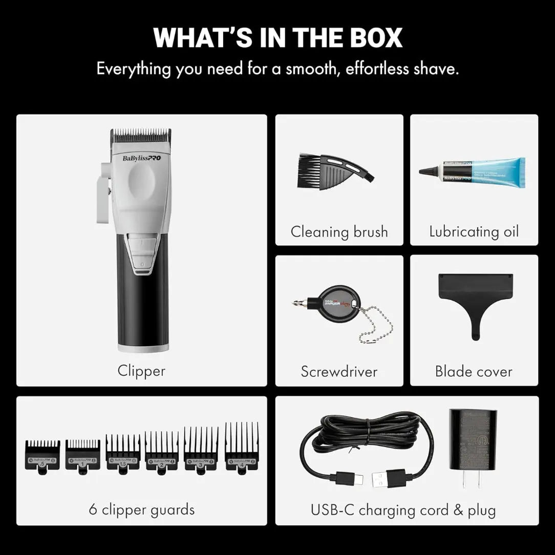 BaBylissPRO® COREFX Clipper – 6,800 RPM, USB-C, 2-Hour Runtime