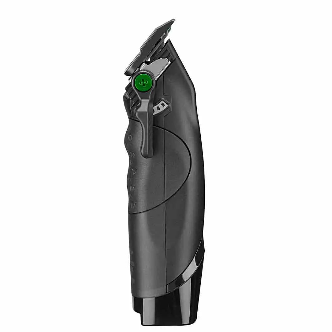 "BabylissPRO x Tomb45 Clipper demonstrating the 5-position locking stretch taper lever for seamless blends."
