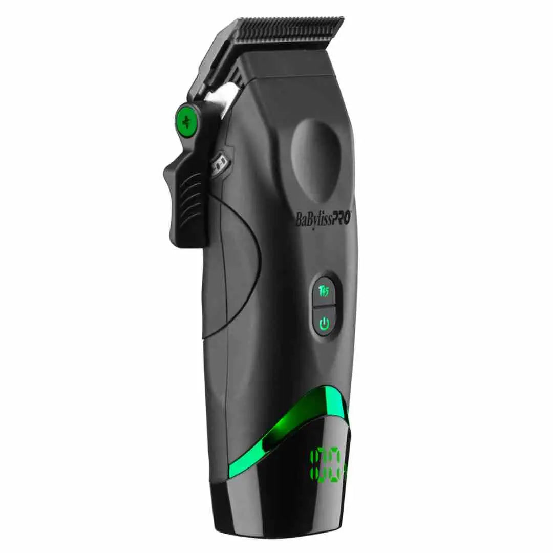 "Top-down view of the DS1 dual-speed motor switch on the BabylissPRO x Tomb45 Clipper."
