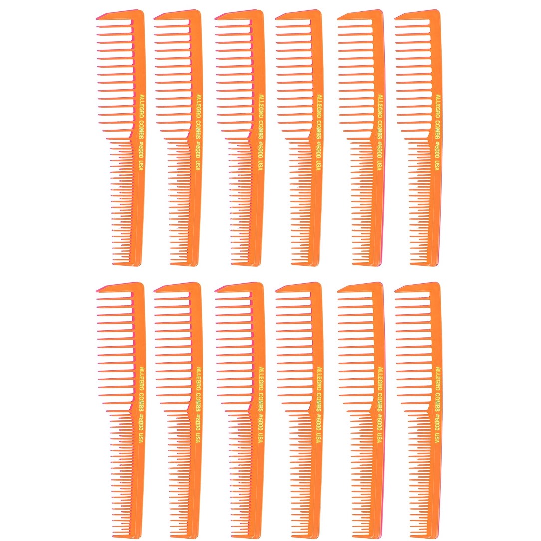 Krest 6000 Wide-Tooth Teasing Combs – Made in USA – 12 Pack – Colors