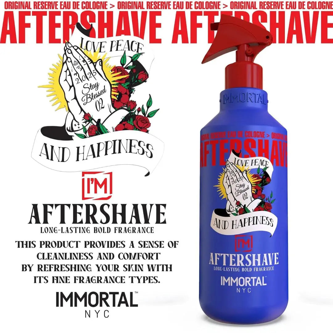 IMMORTAL NYC Stay Blessed 2 Aftershave – Calming, Invigorating Splash (150 ml) - BUYBARBER.COM