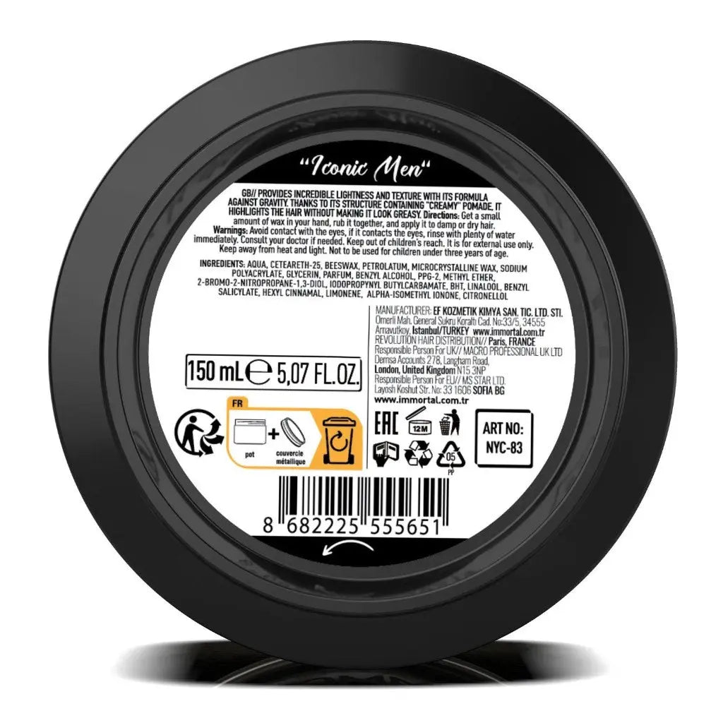 Immortal NYC Cream Pomade - Iconic Man | Long-Lasting Hold & Shine IMMORTAL NYC