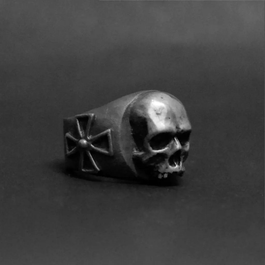 Rotten Bones Pewter Ring - Hand Made - Iron Cross Rotten Bones