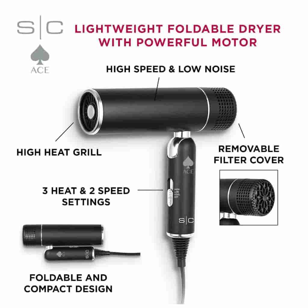 Stylecraft Ace Foldable Lightweight Hair Dryer - BUYBARBER.COM