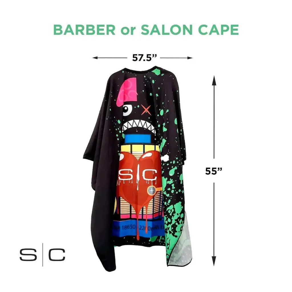 Stylecraft Radioactive Black Barber & Stylist Cape - BUYBARBER.COM