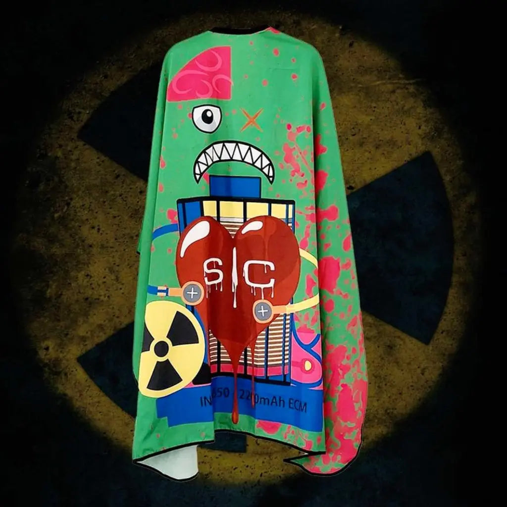 Stylecraft Radioactive Black Barber & Stylist Cape - Green - BUYBARBER.COM