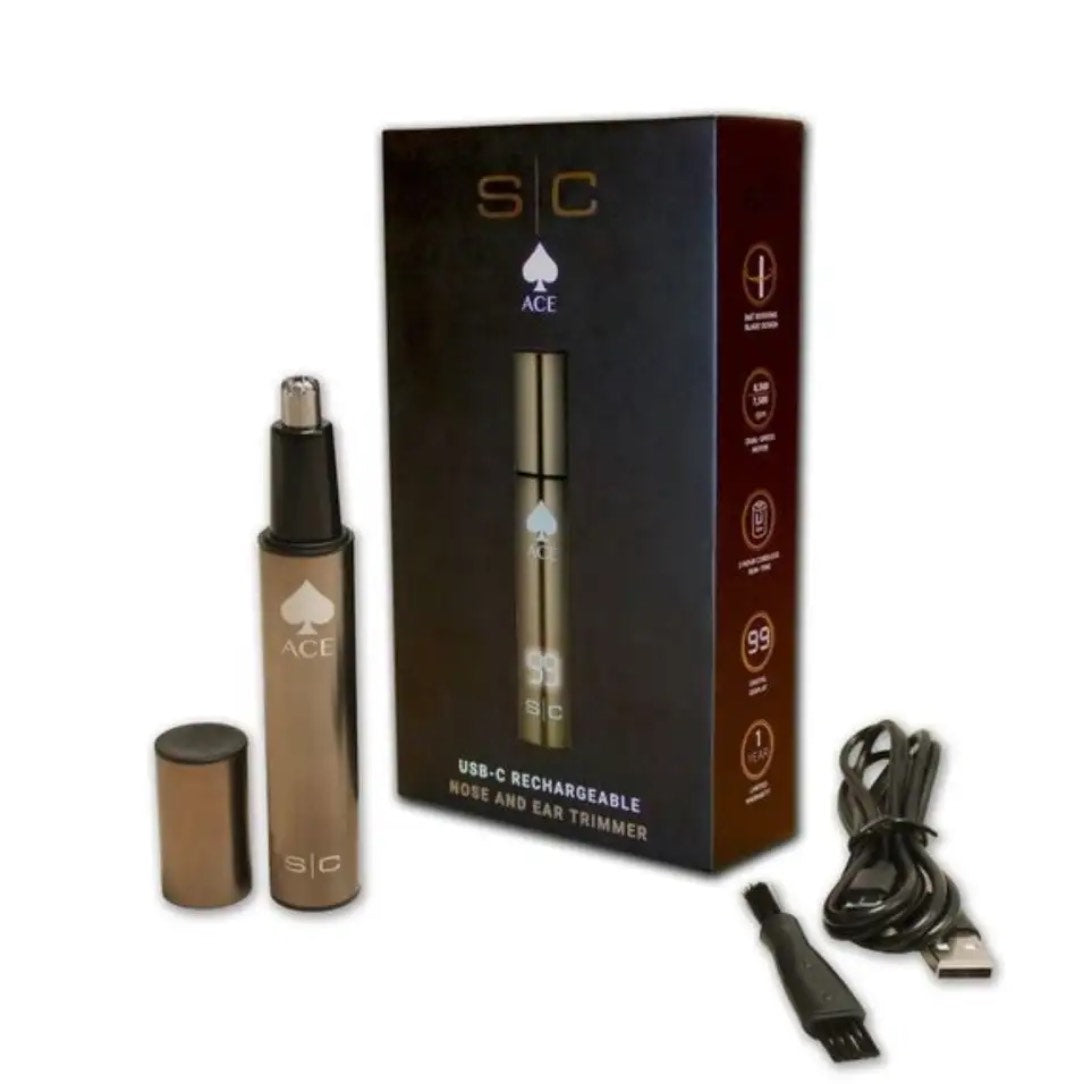 StyleCraft ACE Ear & Nose Trimmer – Dual‑Speed, USB‑C, 2 hr Runtime