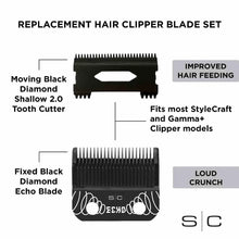 Replacement ECHO Fixed Black Diamond DLC Hair Clipper Blade with Shallow Tooth 2.0 Cutter - BUYBARBER.COM