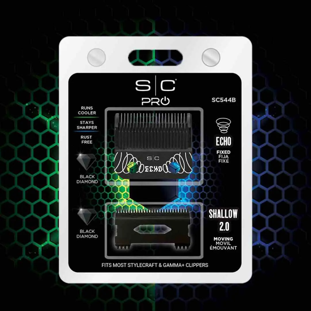 Replacement ECHO Fixed Black Diamond DLC Hair Clipper Blade with Shallow Tooth 2.0 Cutter - BUYBARBER.COM