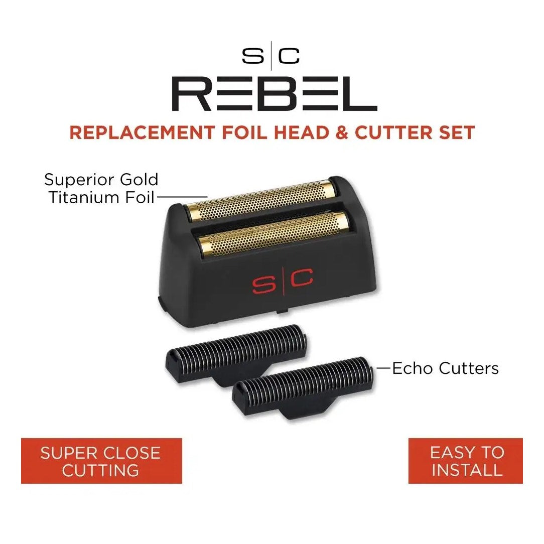 Rebel Shaver Replacement Gold Titanium Foil Head & Echo Cutters