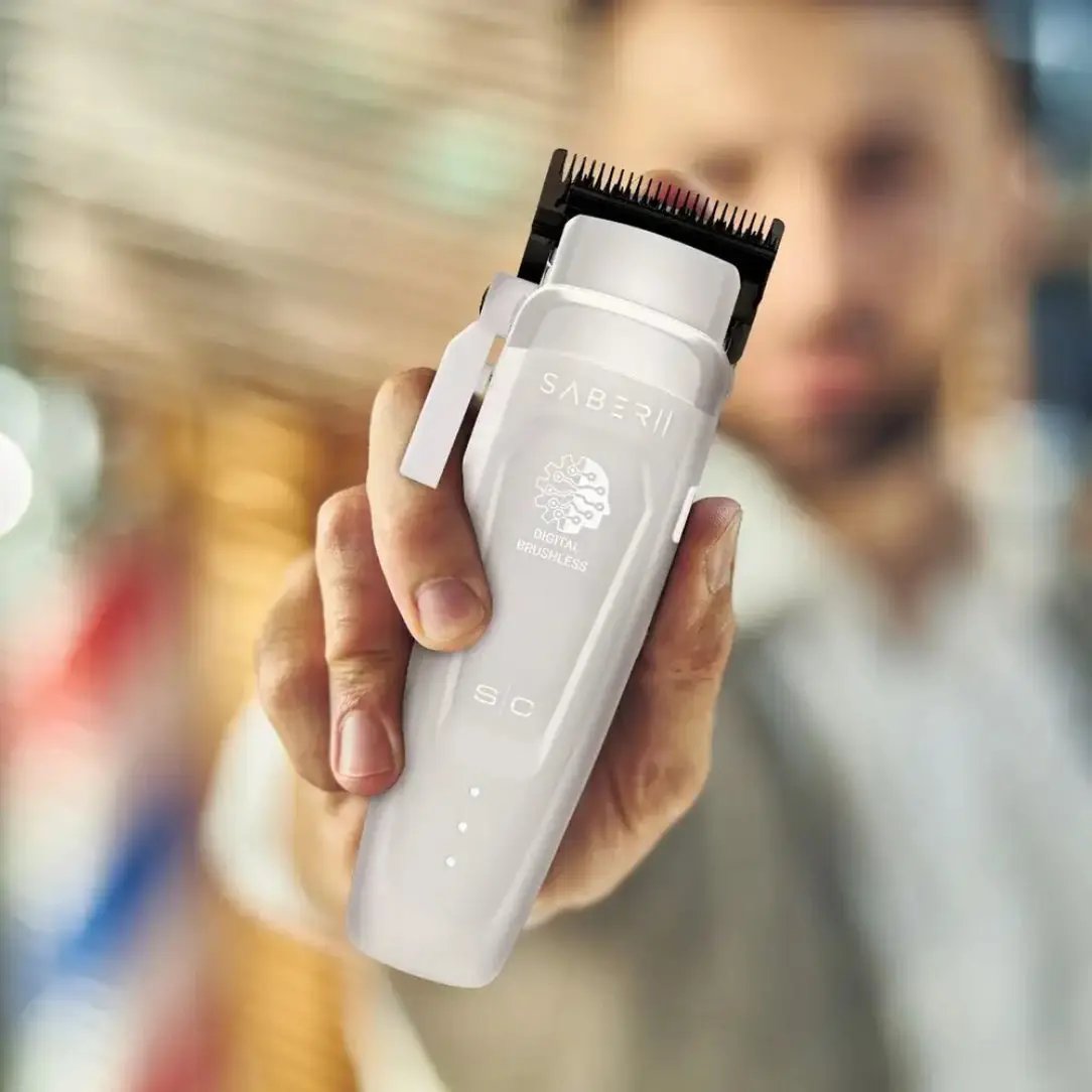 Saber 2 Professional Hair Clipper with EON Digital Brushless Motor – White Limited Edition Stylecraft