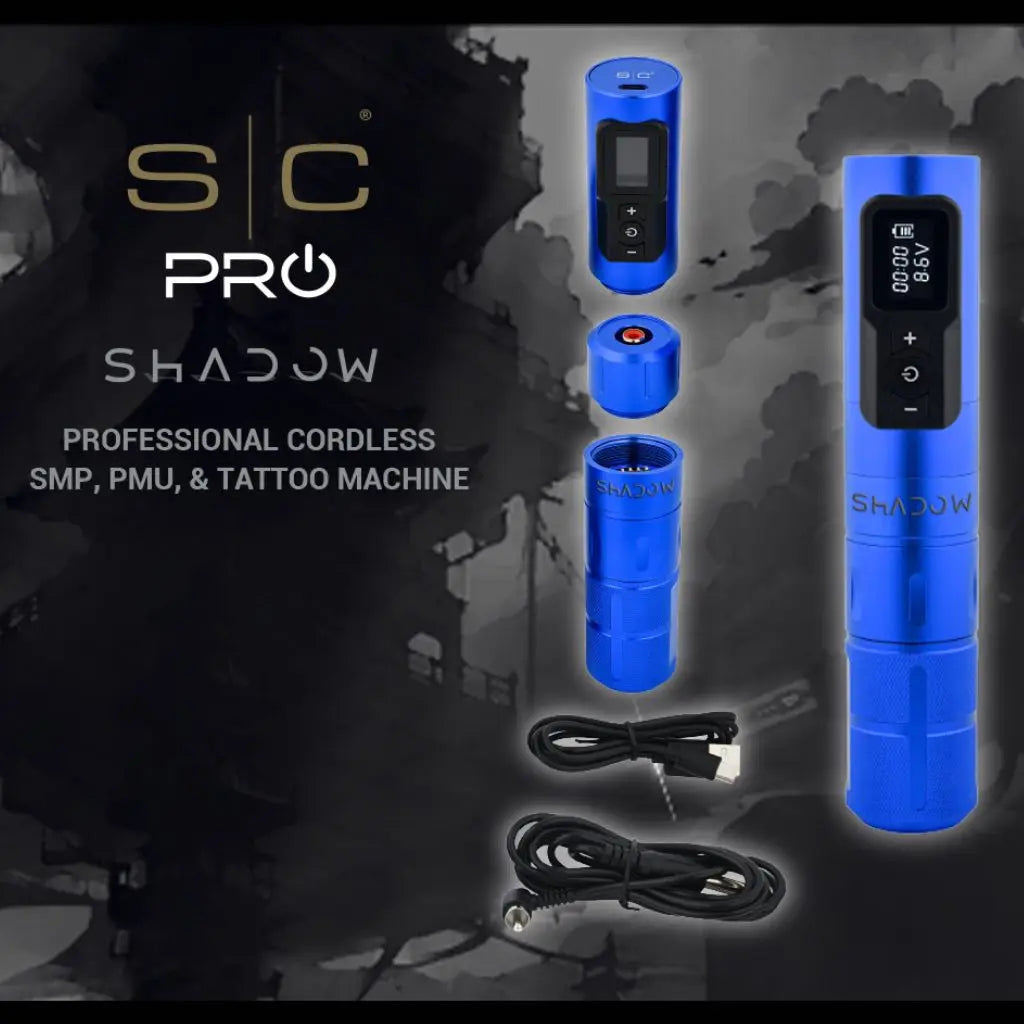 Stylecraft Shadow - 3-in-1 SMP/PMU Tattoo Machine Blue - BUYBARBER.COM