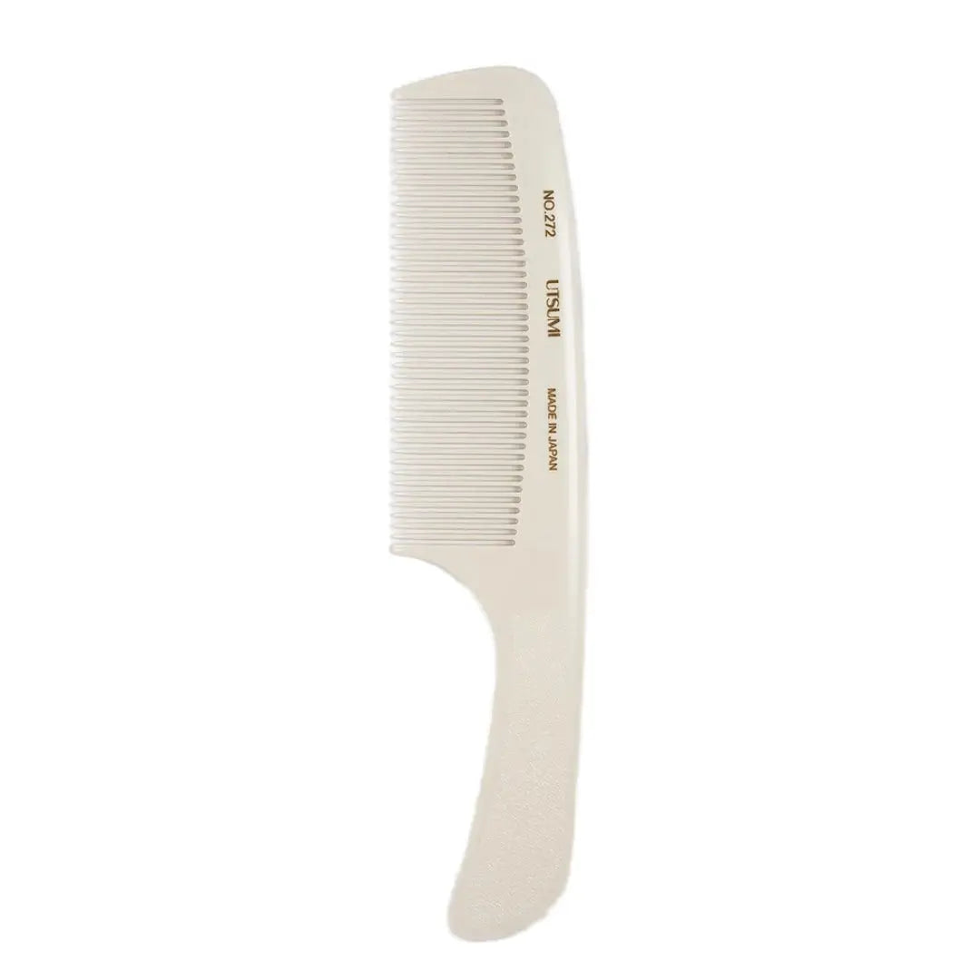 Ultem White Utsumi Barber Flat Top Comb 272 showing compact design
