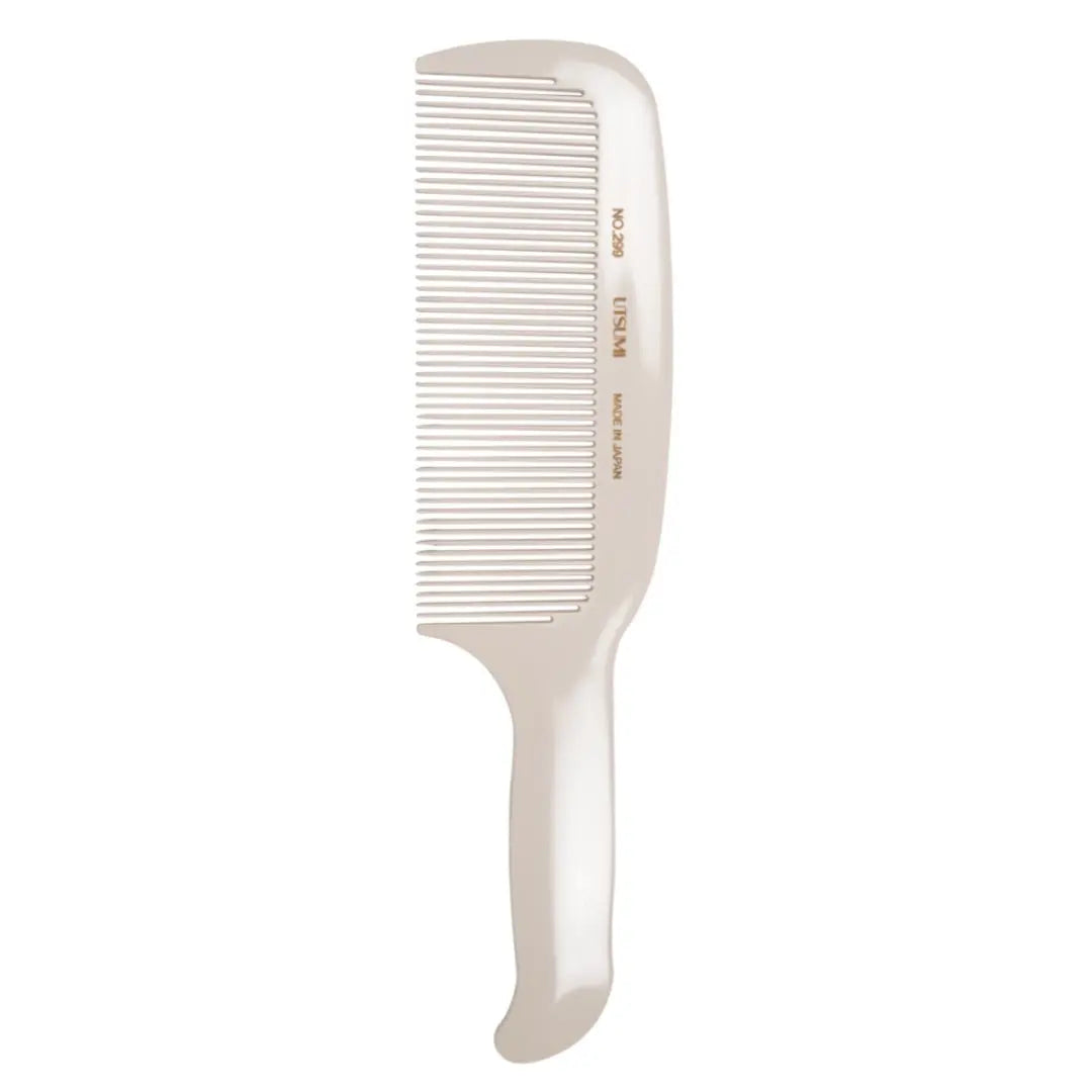 Ultem White Utsumi Barber Flat Top Comb 299 for precise clipper work