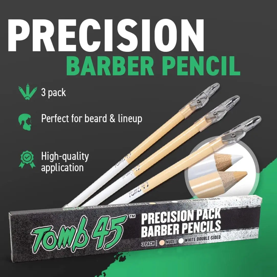 3PCS Tomb45 Precision Barber Pencil – Hairline & Beard Trace Guide (With Sharpeners)
