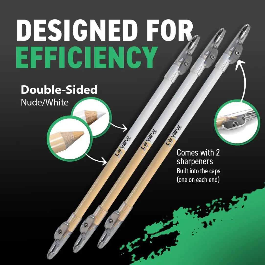 3PCS Tomb45 Precision Barber Pencil – Hairline & Beard Trace Guide (With Sharpeners)