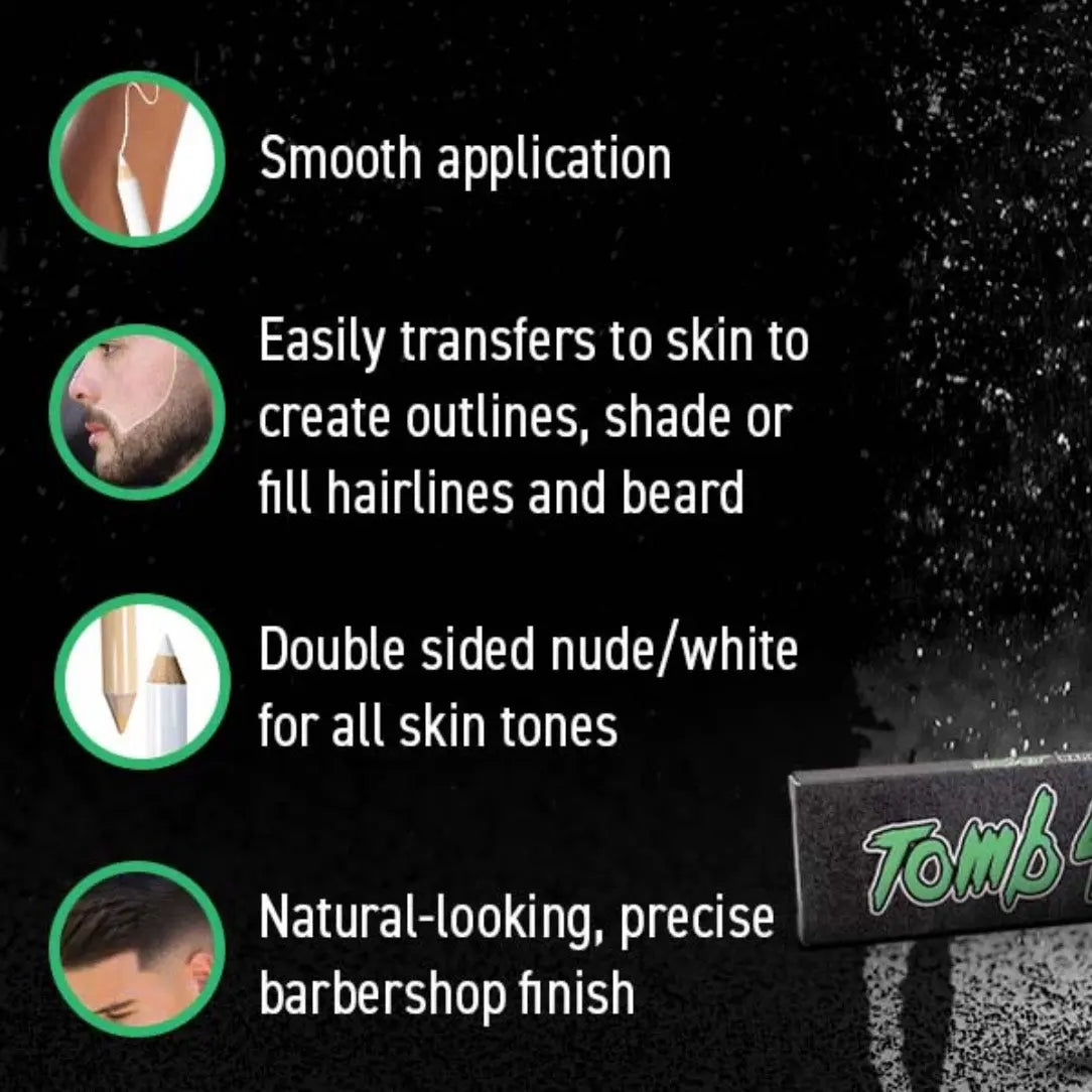 3PCS Tomb45 Precision Barber Pencil – Hairline & Beard Trace Guide (With Sharpeners)