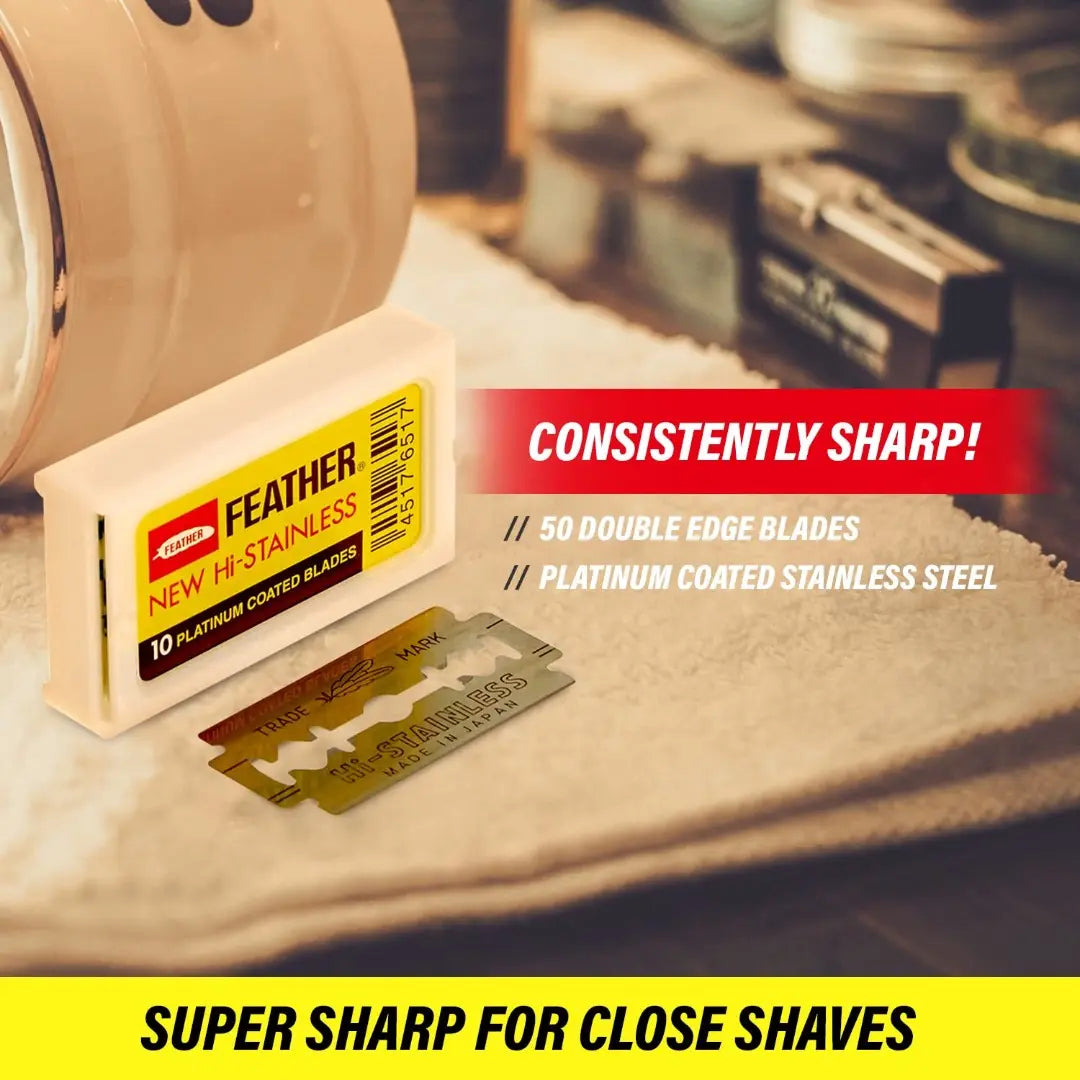 Feather Hi-Stainless Platinum Double-Edge Razor Blades - BUYBARBER.COM
