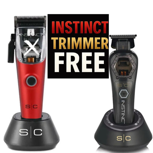 “Instinct-X vector motor clipper and Instinct Metal Trimmer bundle with docks and guards”