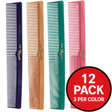 Set of four combs in different colors with a '12 Pack' label indicating three per color.