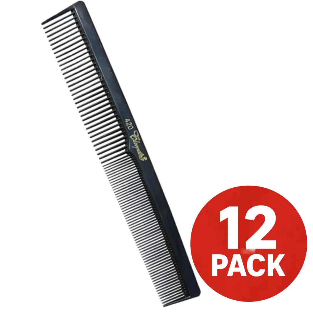 Krest Cleopatra 420 7" Flat Back Barber Comb (12 Pack) - Colors - BUYBARBER.COM
