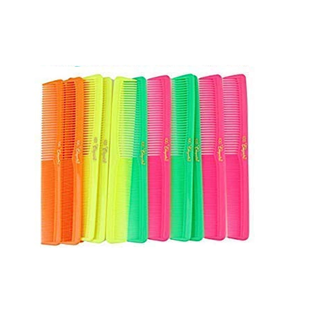 Krest Cleopatra 420 7" Flat Back Barber Comb (12 Pack) - Colors