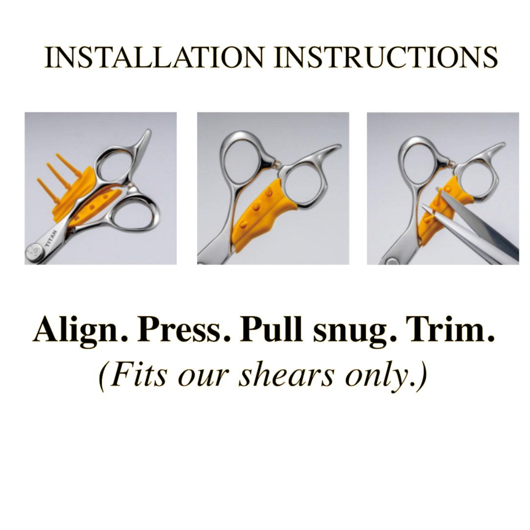 Installation instructions for shears with images and text on a white background